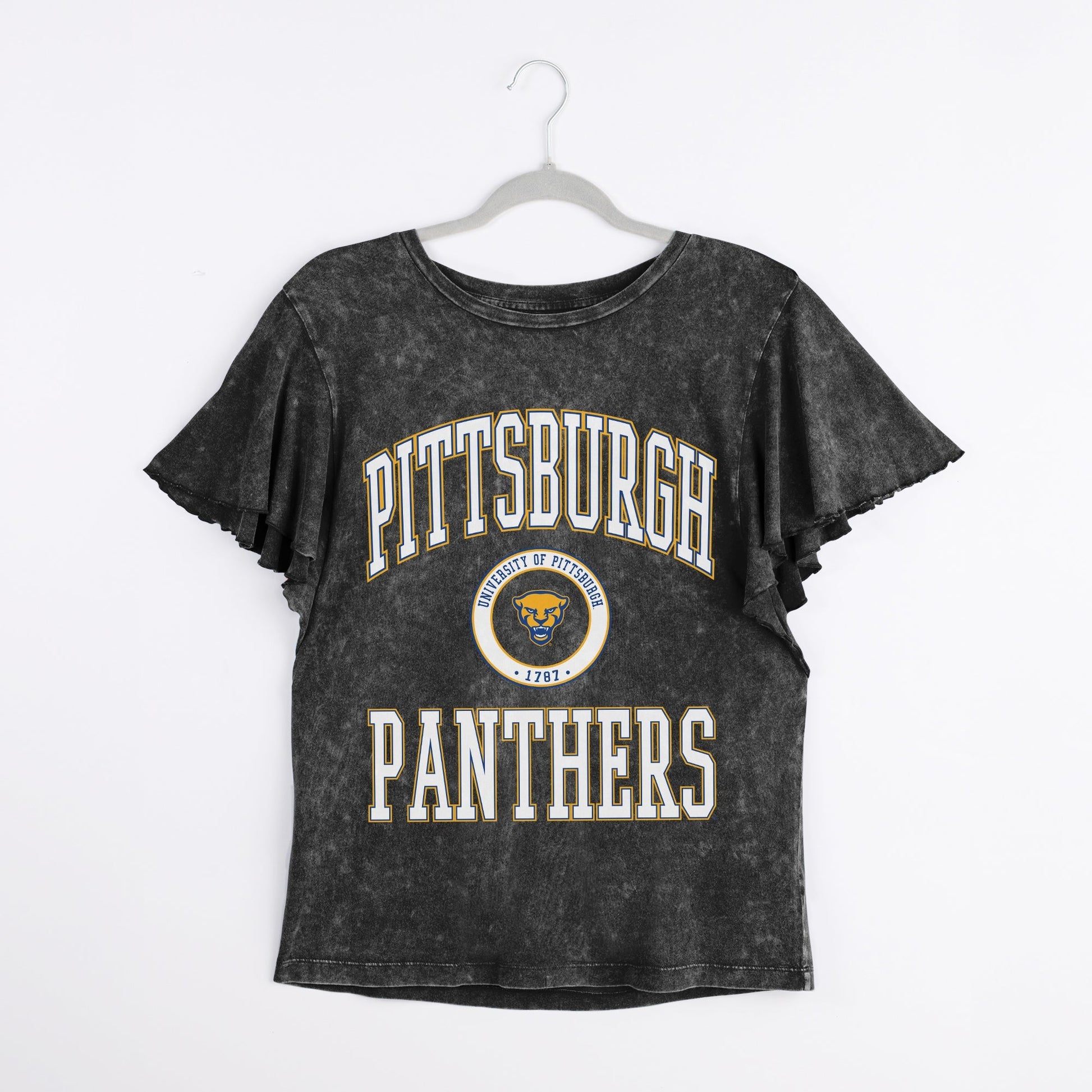 PITTSBURGH PANTHERS VICTORY MODE FLUTTER SLEEVE TEE IN BLACK