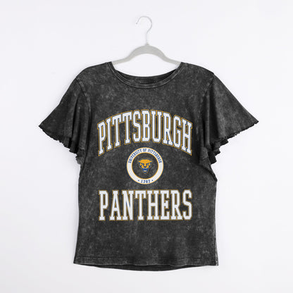 PITTSBURGH PANTHERS VICTORY MODE FLUTTER SLEEVE TEE IN BLACK