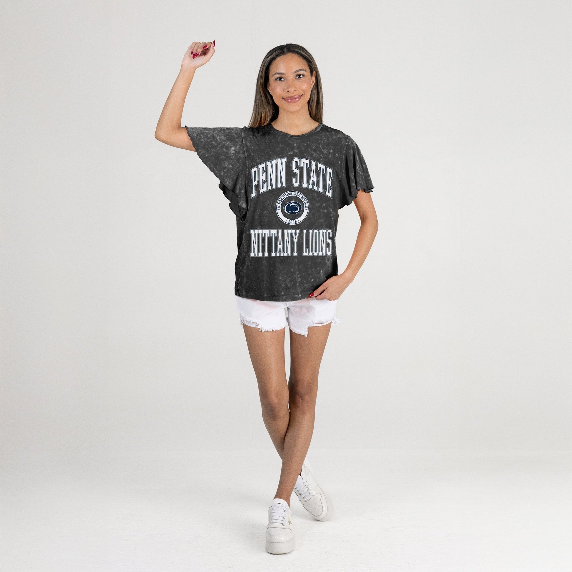 PENN STATE NITTANY LIONS VICTORY MODE FLUTTER SLEEVE TEE IN BLACK