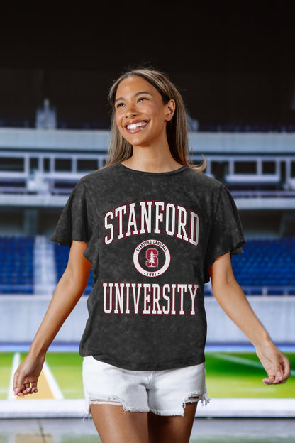 STANFORD CARDINAL VICTORY MODE FLUTTER SLEEVE TEE IN BLACK