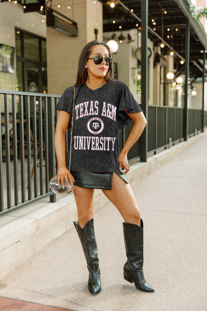 TEXAS A&M AGGIES VICTORY MODE FLUTTER SLEEVE TEE IN BLACK