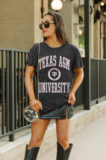 TEXAS A&M AGGIES VICTORY MODE FLUTTER SLEEVE TEE IN BLACK