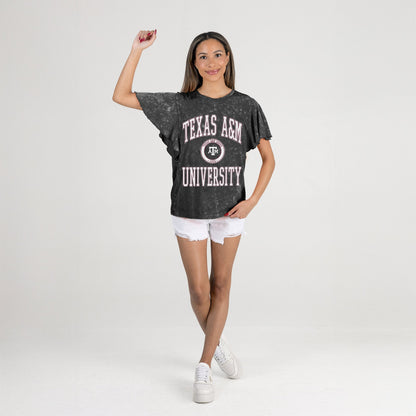 TEXAS A&M AGGIES VICTORY MODE FLUTTER SLEEVE TEE IN BLACK