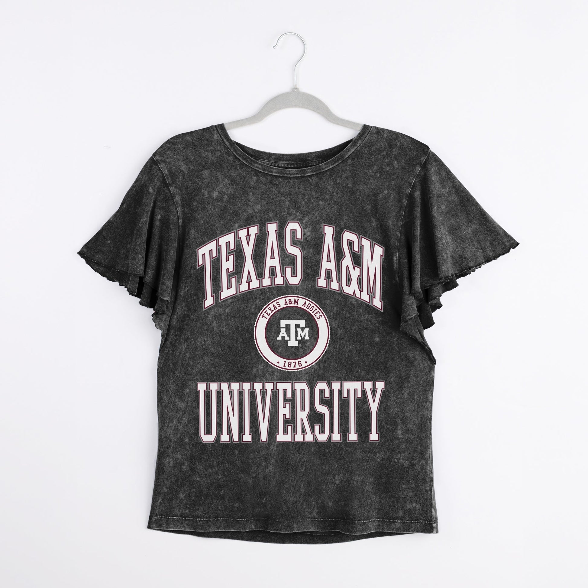TEXAS A&M AGGIES VICTORY MODE FLUTTER SLEEVE TEE IN BLACK