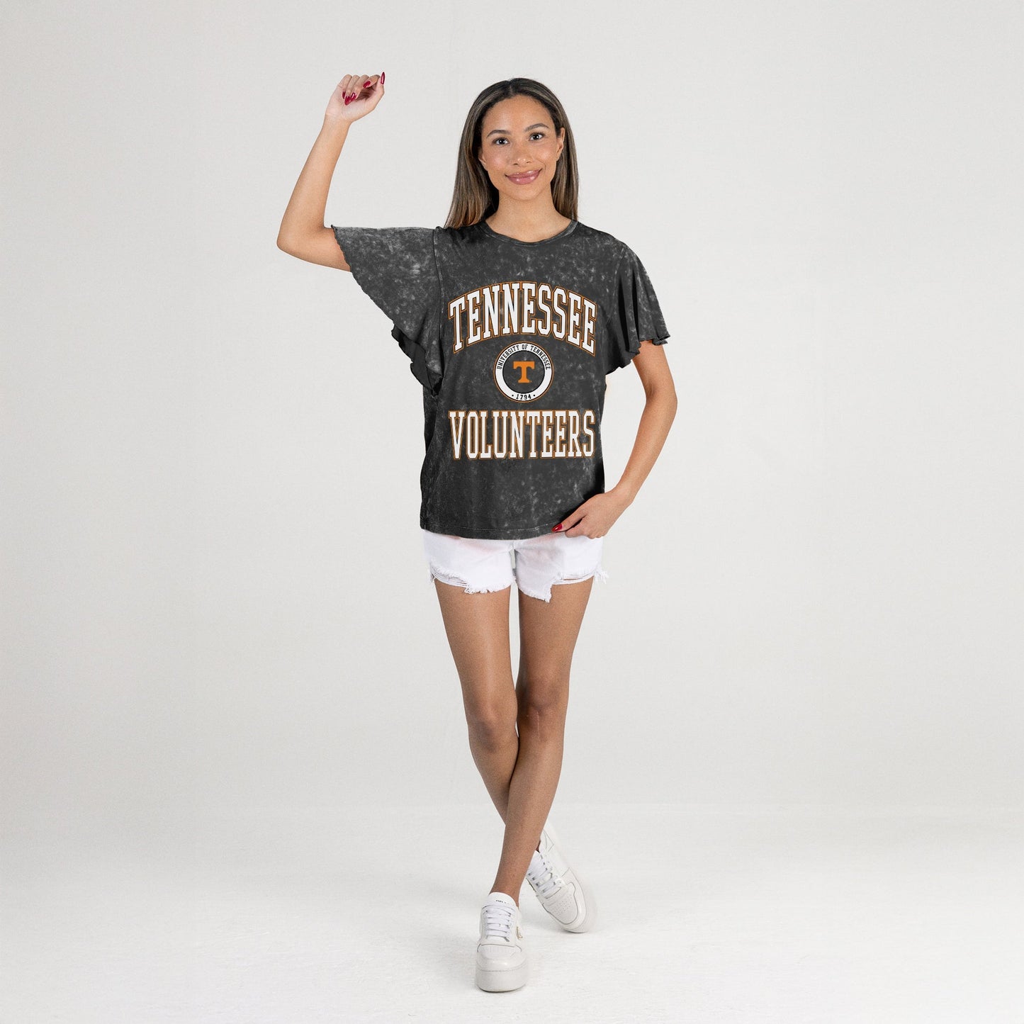 TENNESSEE VOLUNTEERS VICTORY MODE FLUTTER SLEEVE TEE IN BLACK