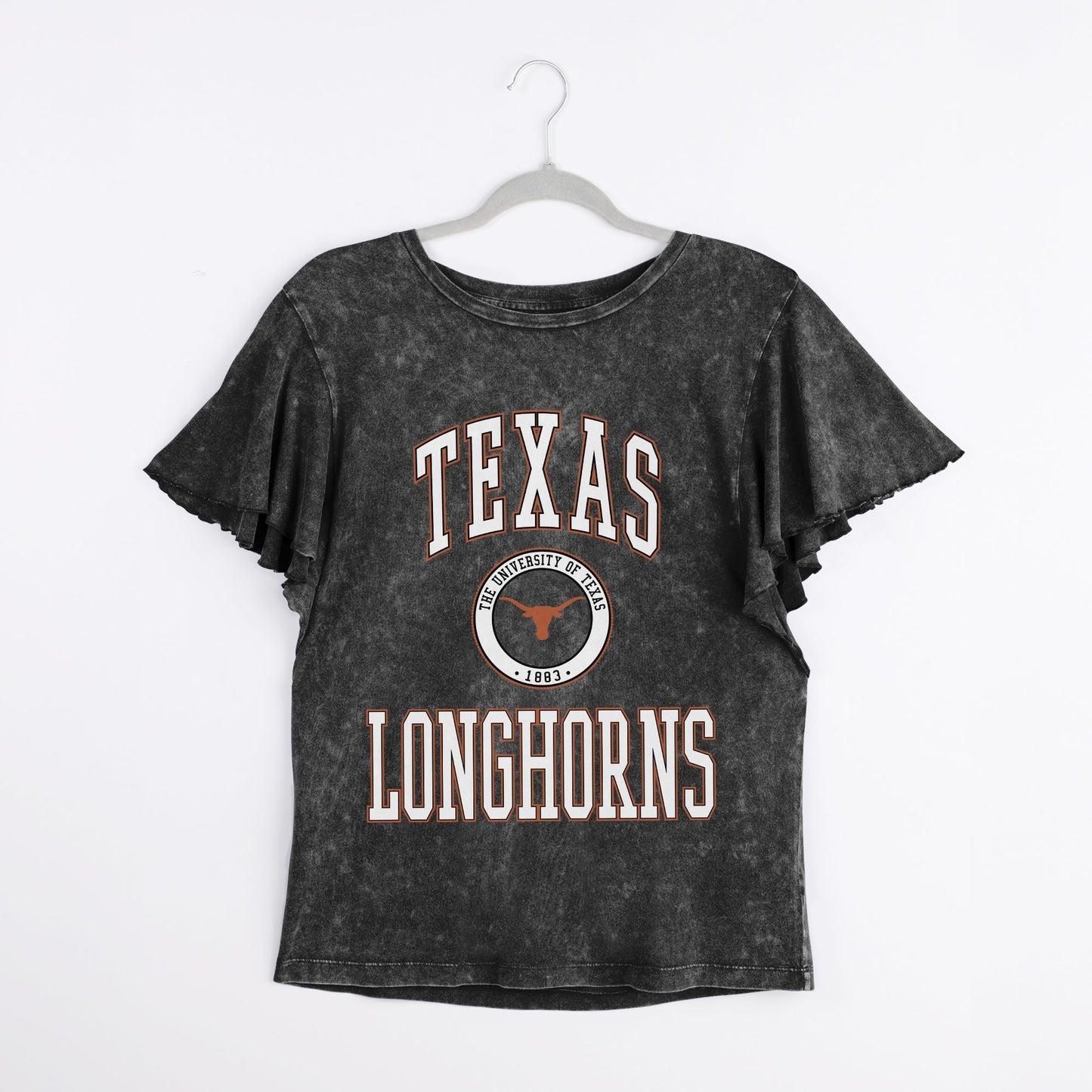 TEXAS LONGHORNS VICTORY MODE FLUTTER SLEEVE TEE IN BLACK