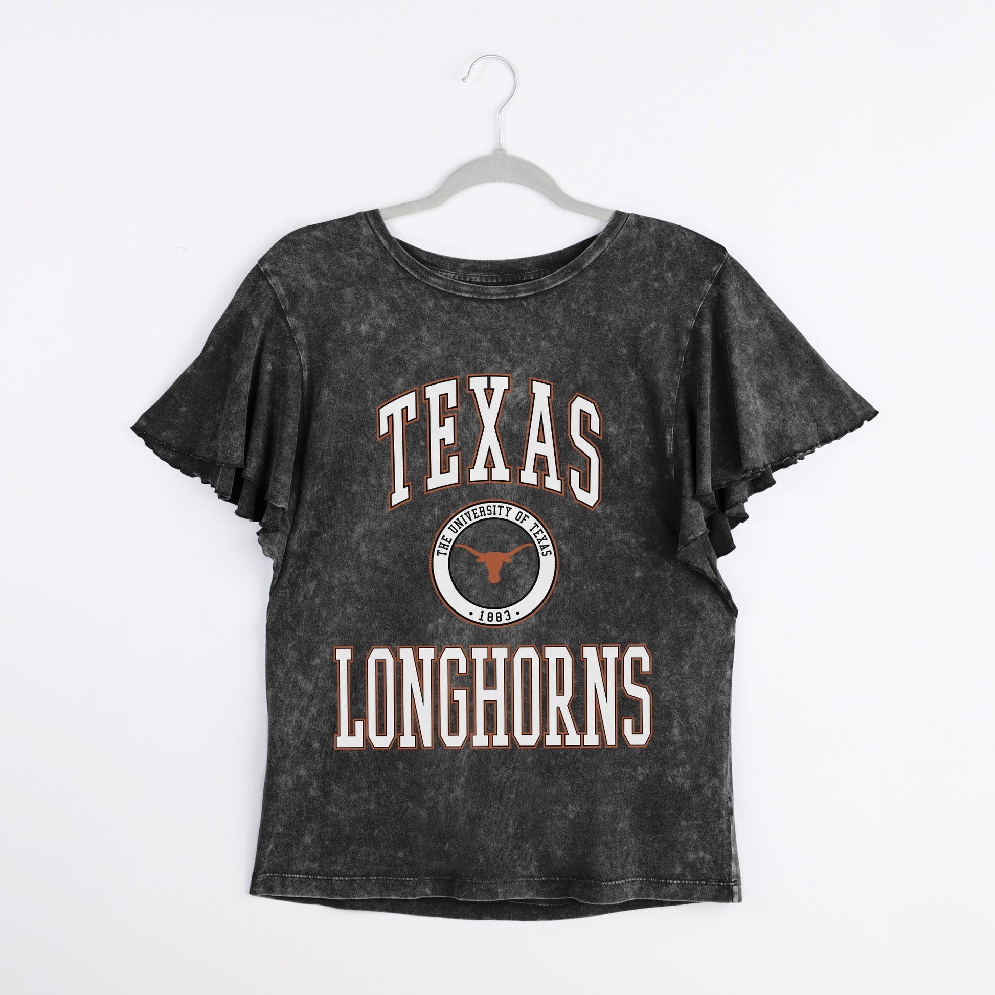 TEXAS LONGHORNS VICTORY MODE FLUTTER SLEEVE TEE IN BLACK