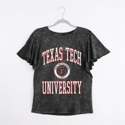 TEXAS TECH RED RAIDERS VICTORY MODE FLUTTER SLEEVE TEE IN BLACK