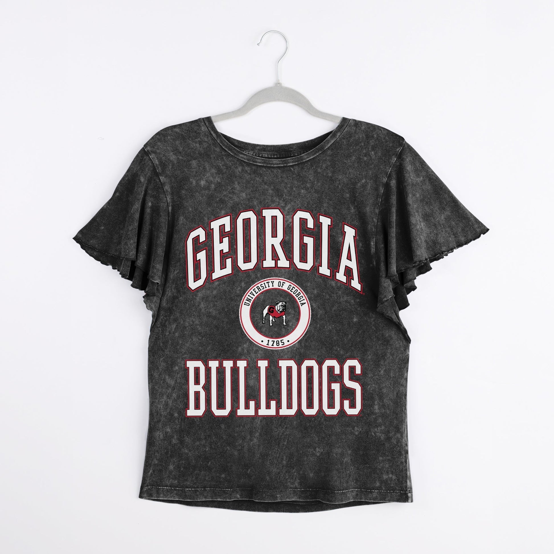 GEORGIA BULLDOGS VICTORY MODE FLUTTER SLEEVE TEE IN BLACK