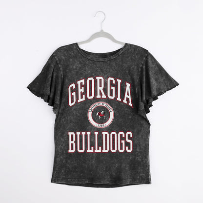 GEORGIA BULLDOGS VICTORY MODE FLUTTER SLEEVE TEE IN BLACK