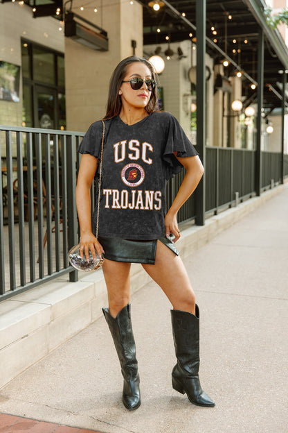 USC TROJANS VICTORY MODE FLUTTER SLEEVE TEE IN BLACK