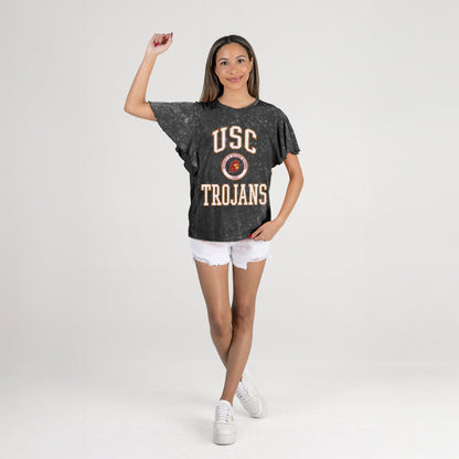 USC TROJANS VICTORY MODE FLUTTER SLEEVE TEE IN BLACK