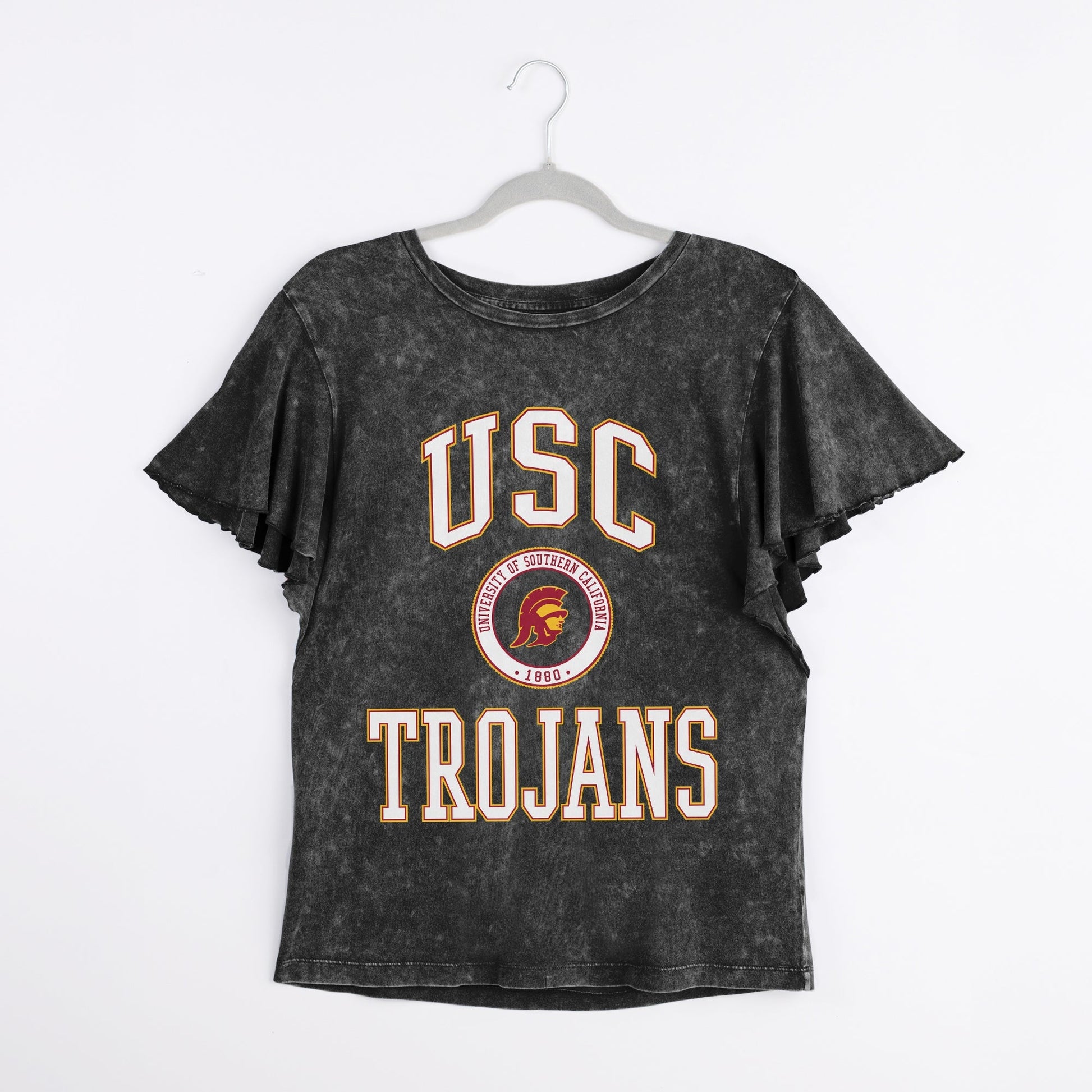 USC TROJANS VICTORY MODE FLUTTER SLEEVE TEE IN BLACK