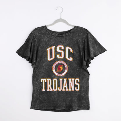 USC TROJANS VICTORY MODE FLUTTER SLEEVE TEE IN BLACK