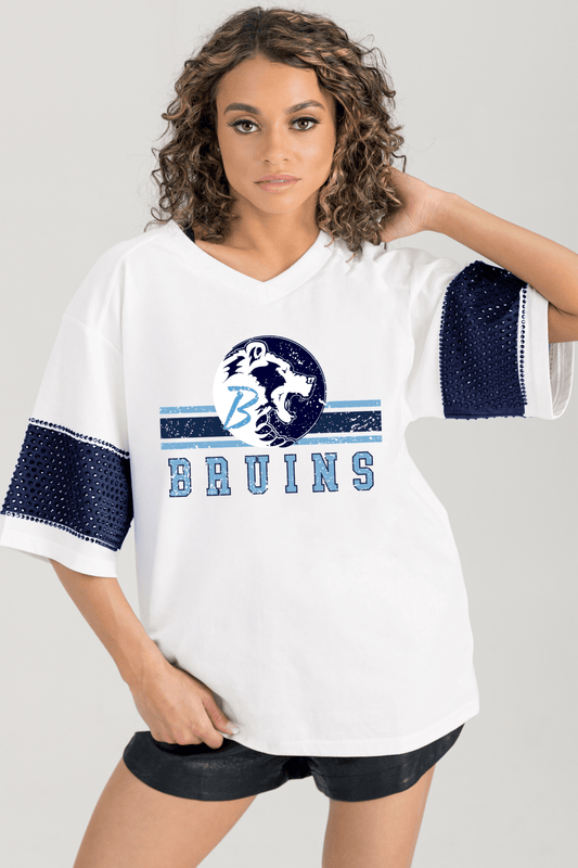 BARTLESVILLE BRUINS VARSITY RHINESTONE STRIPE TEE - The Club