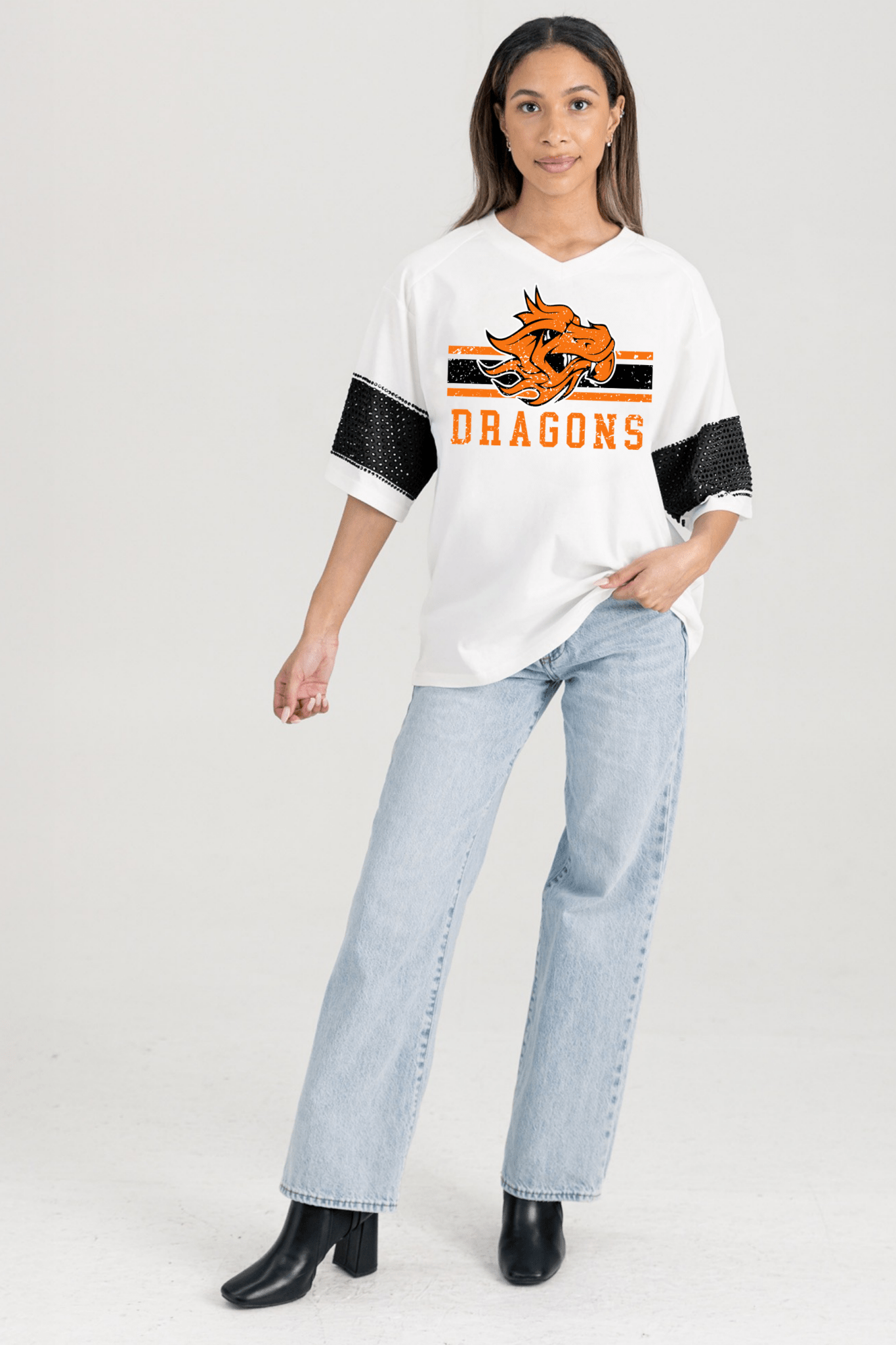 DEWAR DRAGONS VARSITY RHINESTONE STRIPE TEE - The Club