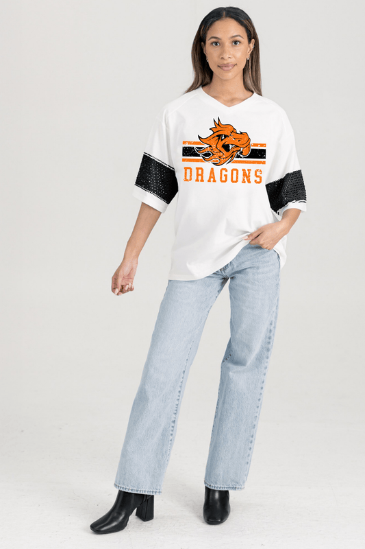 DEWAR DRAGONS VARSITY RHINESTONE STRIPE TEE - The Club
