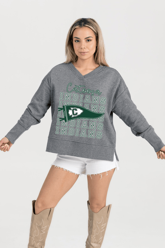 CATOOSA INDIANS FRENCH TERRY V - NECK SWEATSHIRT - The Club