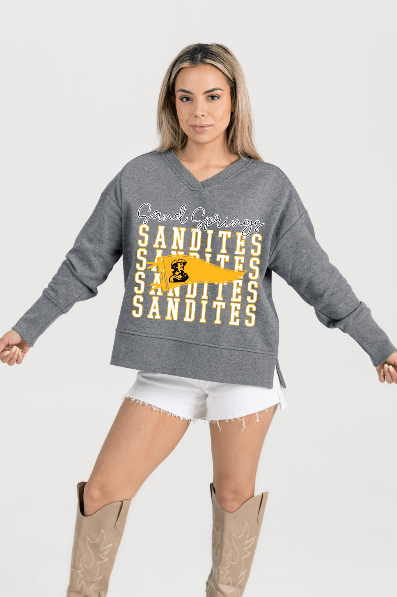 SAND SPRINGS SANDITES FRENCH TERRY V - NECK SWEATSHIRT - The Club