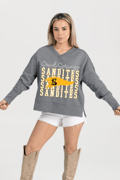 SAND SPRINGS SANDITES FRENCH TERRY V - NECK SWEATSHIRT - The Club