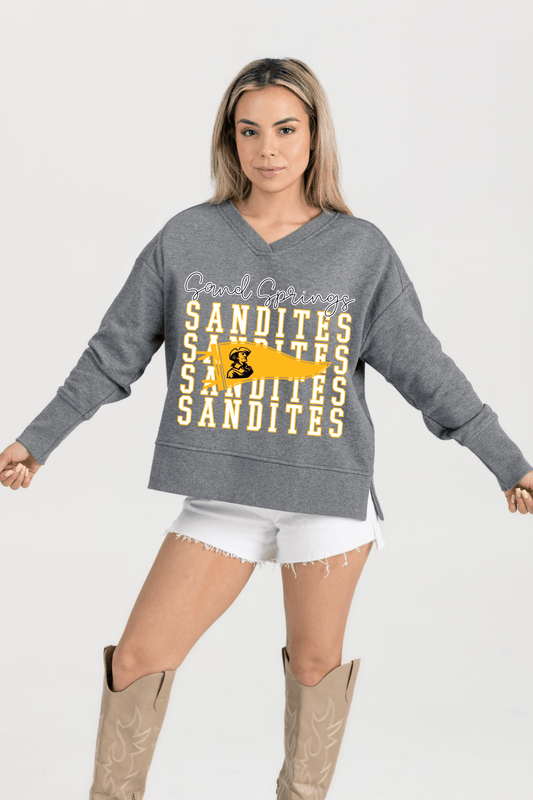 SAND SPRINGS SANDITES FRENCH TERRY V - NECK SWEATSHIRT - The Club