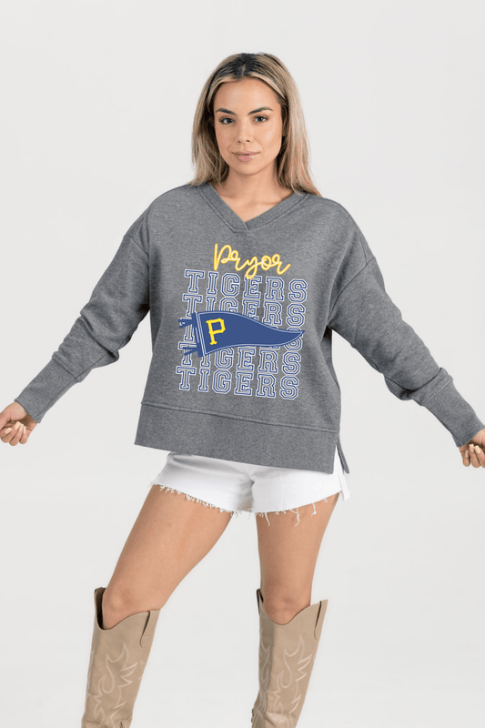 PRYOR TIGERS FRENCH TERRY V - NECK SWEATSHIRT - The Club