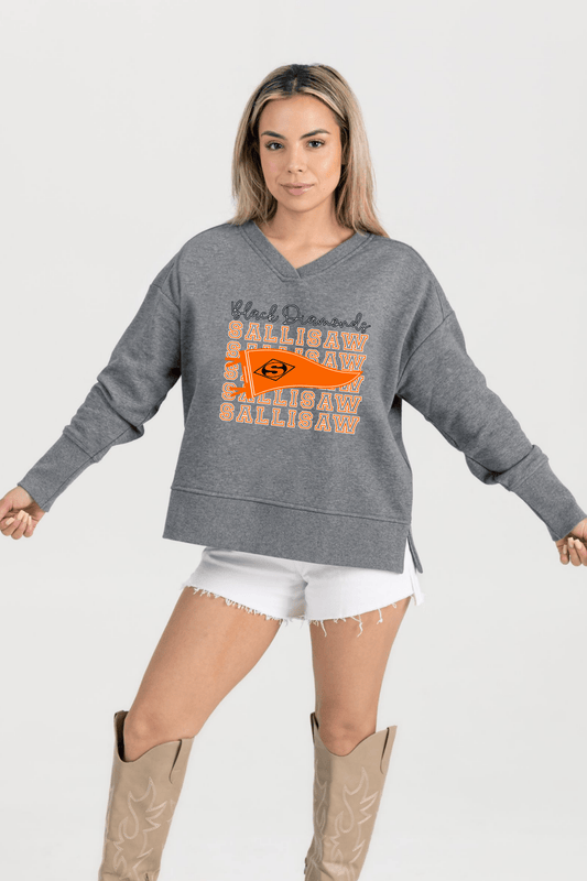 SALLISAW BLACK DIAMONDS FRENCH TERRY V - NECK SWEATSHIRT - The Club