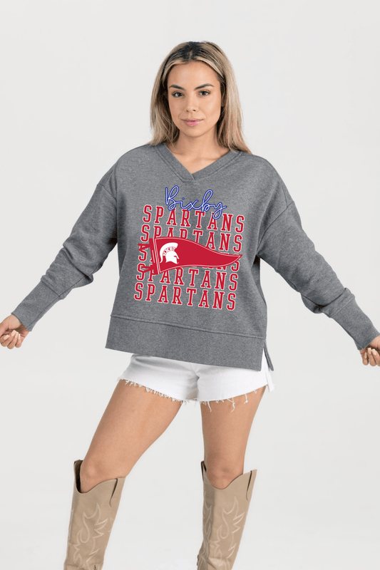 BIXBY SPARTANS FRENCH TERRY V - NECK SWEATSHIRT - The Club
