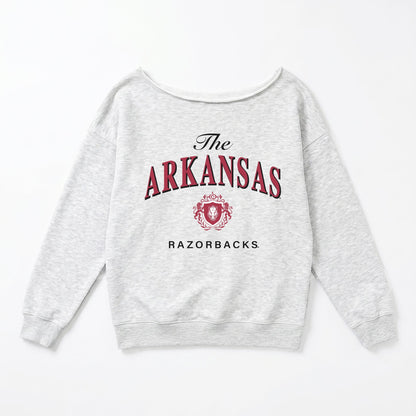 ARKANSAS RAZORBACKS OFFSIDES ENERGY RELAXED OFF-SHOULDER TOP