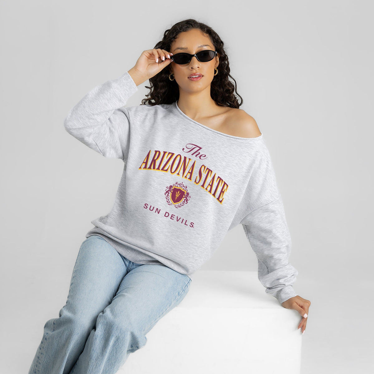 ARIZONA STATE SUN DEVILS OFFSIDES ENERGY RELAXED OFF-SHOULDER TOP