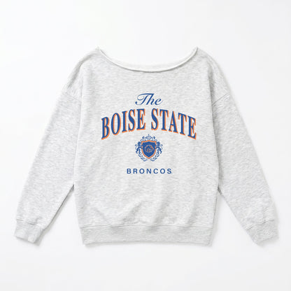 BOISE STATE BRONCOS OFFSIDES ENERGY RELAXED OFF-SHOULDER TOP