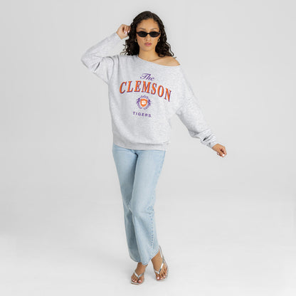 CLEMSON TIGERS OFFSIDES ENERGY RELAXED OFF-SHOULDER TOP