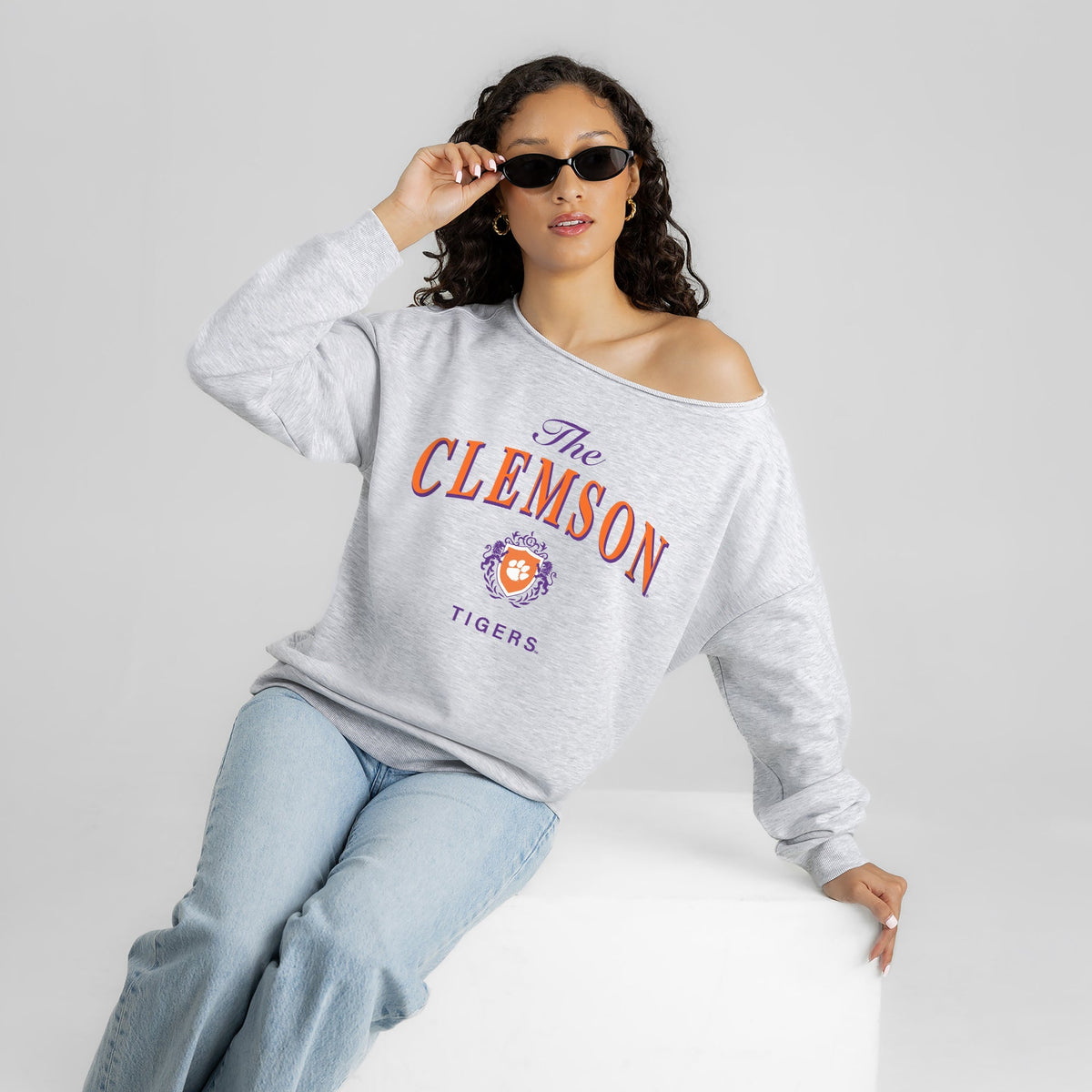 CLEMSON TIGERS OFFSIDES ENERGY RELAXED OFF-SHOULDER TOP