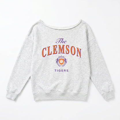 CLEMSON TIGERS OFFSIDES ENERGY RELAXED OFF-SHOULDER TOP