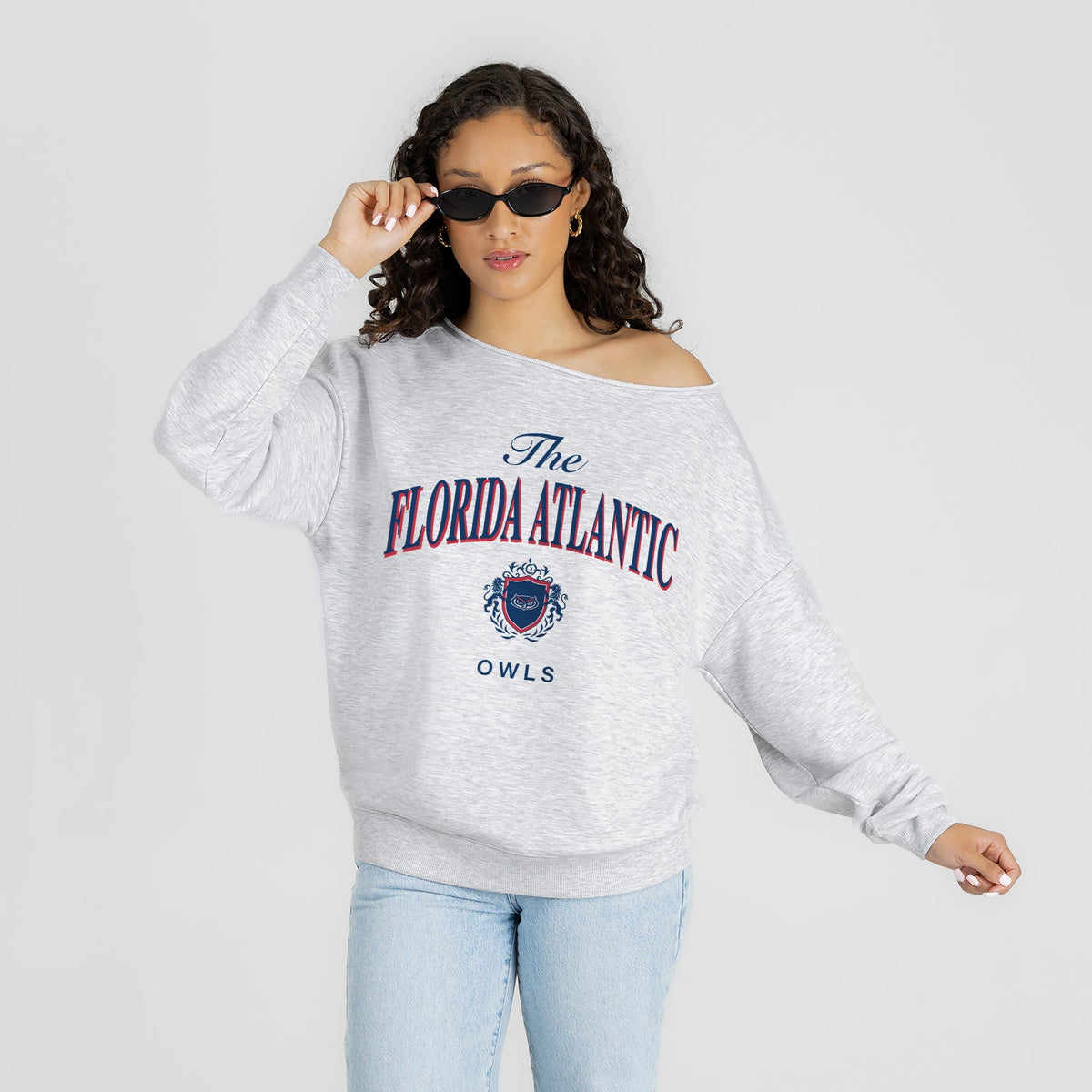 FLORIDA ATLANTIC OWLS OFFSIDES ENERGY RELAXED OFF-SHOULDER TOP