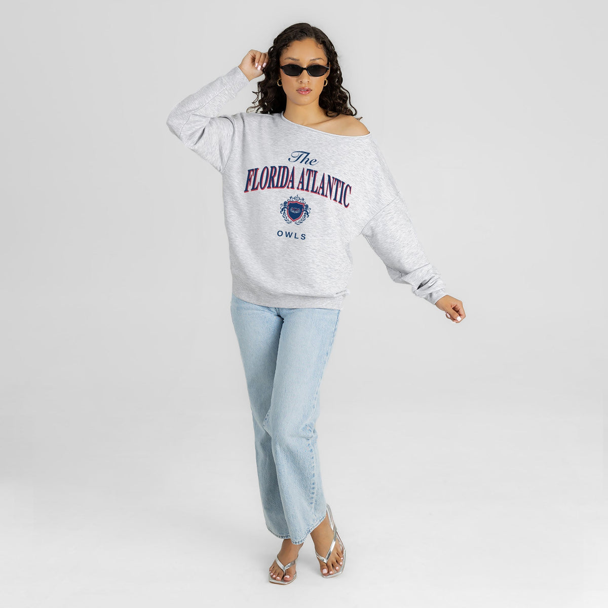 FLORIDA ATLANTIC OWLS OFFSIDES ENERGY RELAXED OFF-SHOULDER TOP