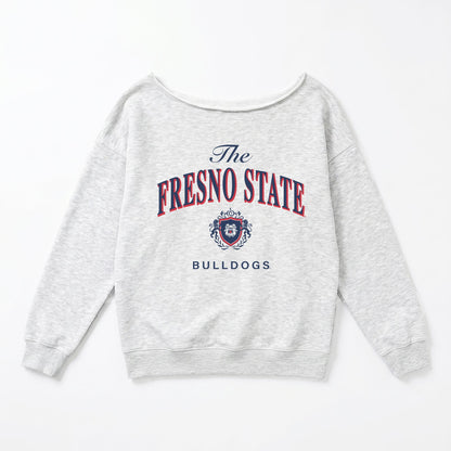 FRESNO STATE BULLDOGS OFFSIDES ENERGY RELAXED OFF-SHOULDER TOP