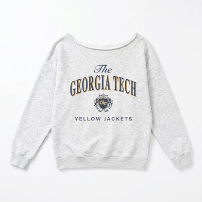 GEORGIA TECH YELLOW JACKETS OFFSIDES ENERGY RELAXED OFF-SHOULDER TOP