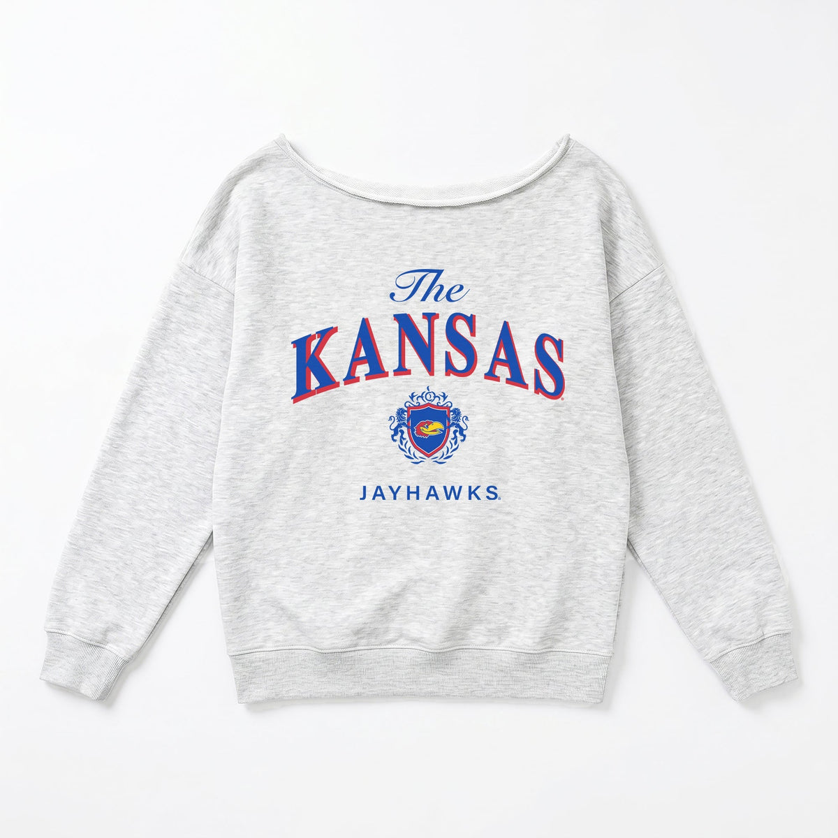 KANSAS JAYHAWKS OFFSIDES ENERGY RELAXED OFF-SHOULDER TOP