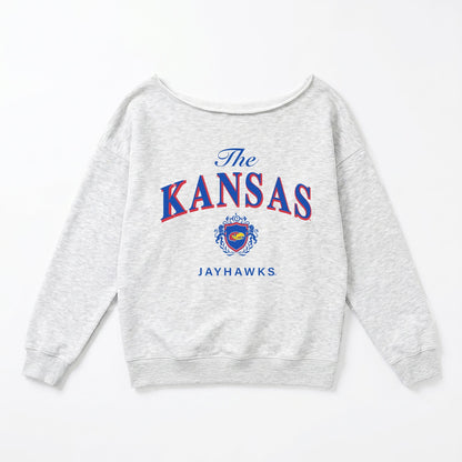 KANSAS JAYHAWKS OFFSIDES ENERGY RELAXED OFF-SHOULDER TOP