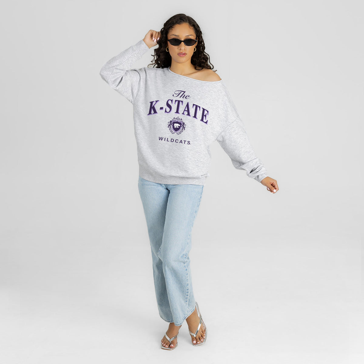 KANSAS STATE WILDCATS OFFSIDES ENERGY RELAXED OFF-SHOULDER TOP