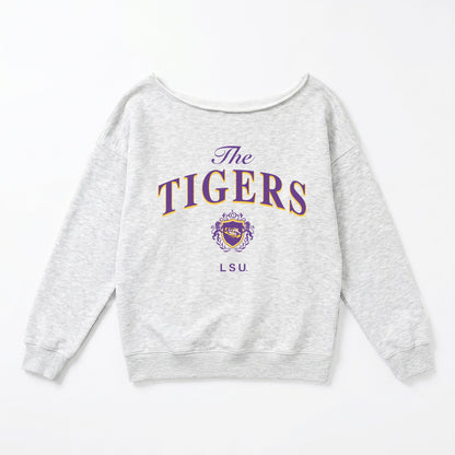 LSU TIGERS OFFSIDES ENERGY RELAXED OFF-SHOULDER TOP