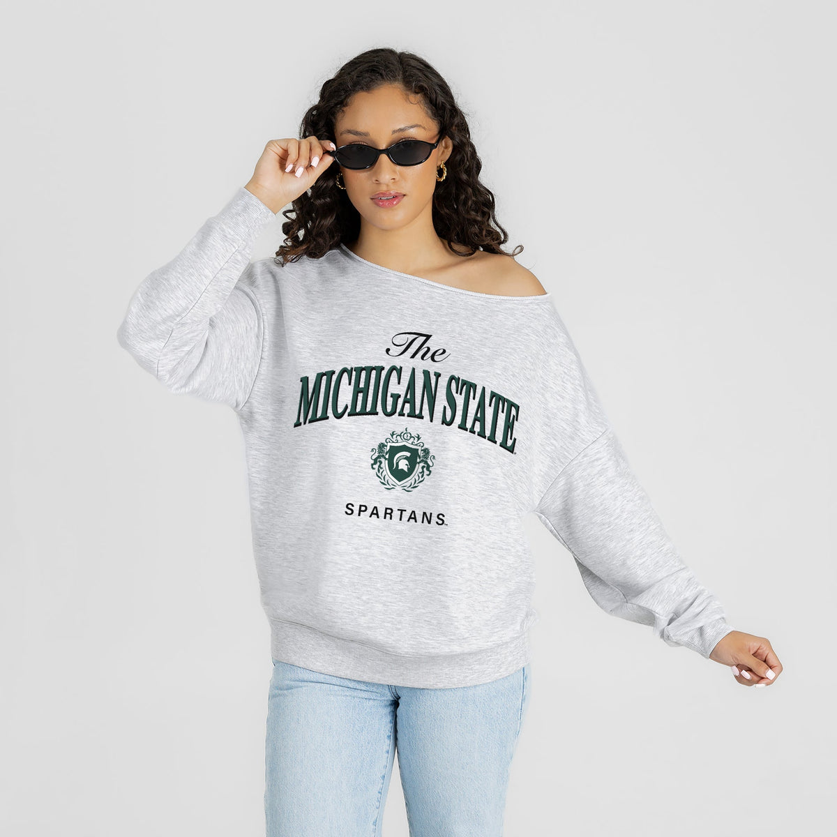 MICHIGAN STATE SPARTANS OFFSIDES ENERGY RELAXED OFF-SHOULDER TOP