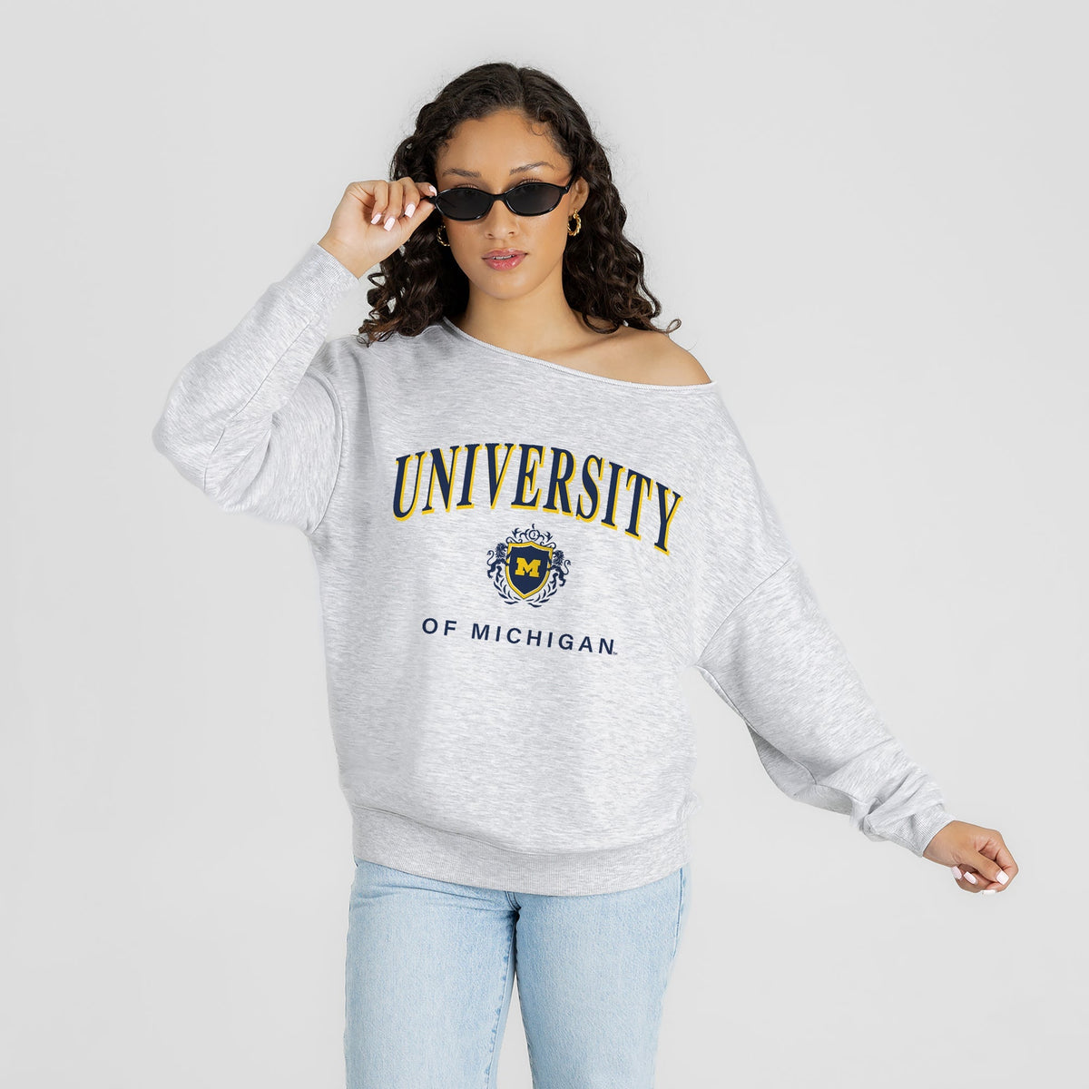 MICHIGAN WOLVERINES OFFSIDES ENERGY RELAXED OFF-SHOULDER TOP