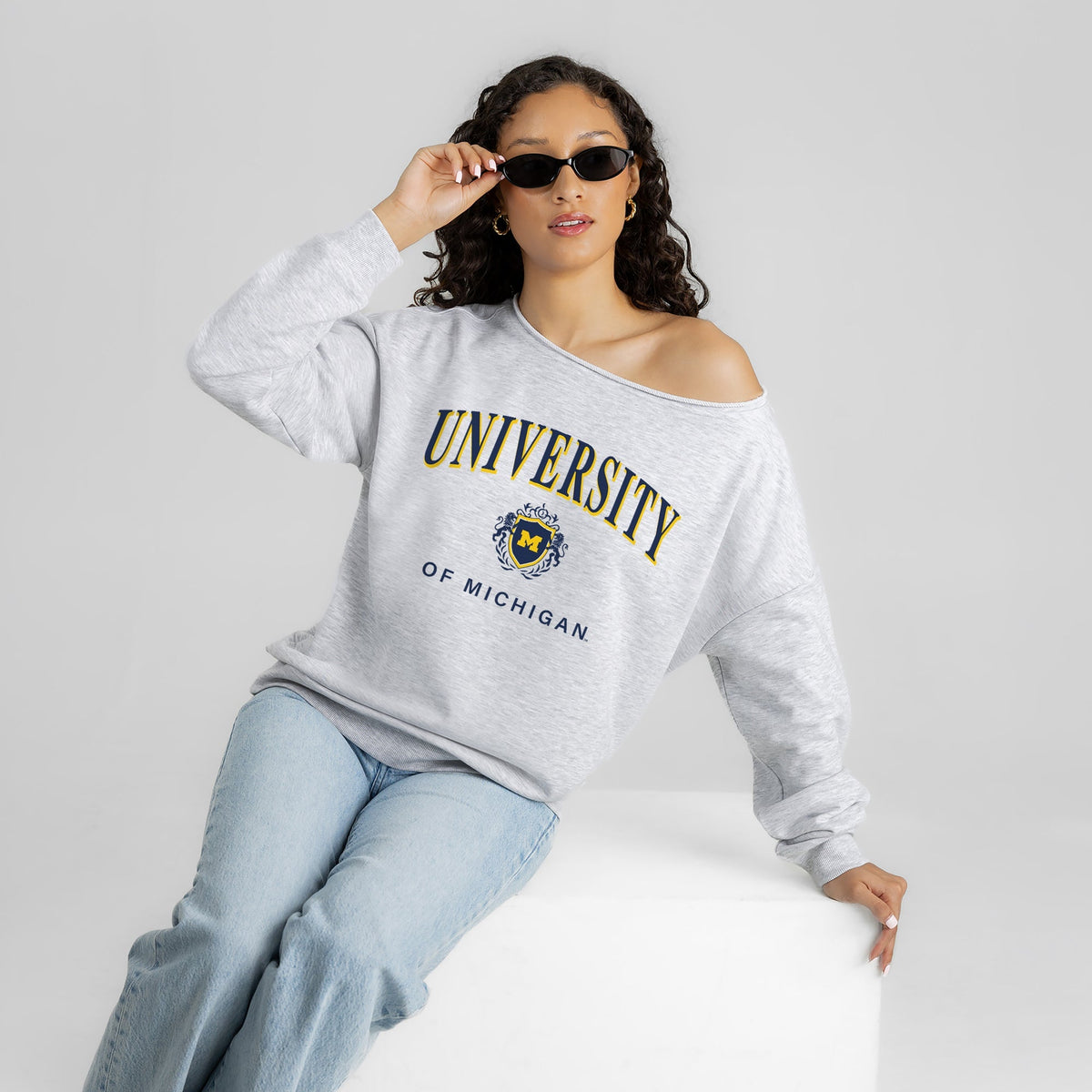 MICHIGAN WOLVERINES OFFSIDES ENERGY RELAXED OFF-SHOULDER TOP