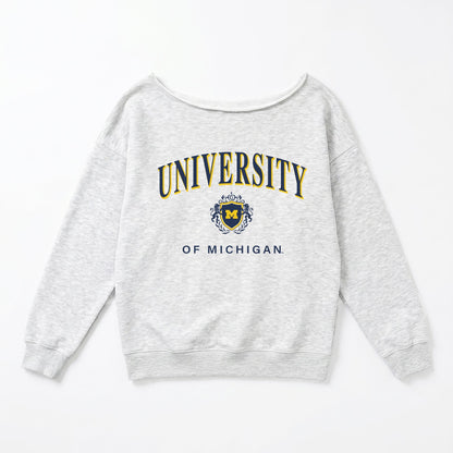 MICHIGAN WOLVERINES OFFSIDES ENERGY RELAXED OFF-SHOULDER TOP