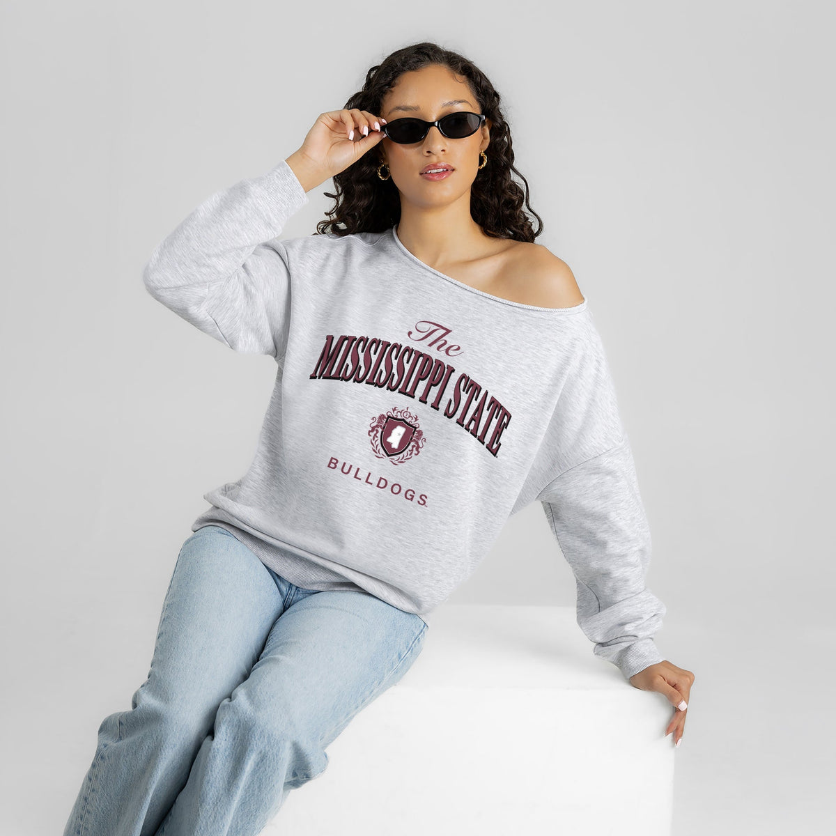 MISSISSIPPI STATE BULLDOGS OFFSIDES ENERGY RELAXED OFF-SHOULDER TOP