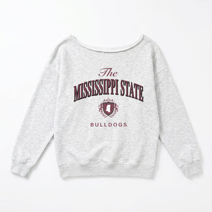 MISSISSIPPI STATE BULLDOGS OFFSIDES ENERGY RELAXED OFF-SHOULDER TOP