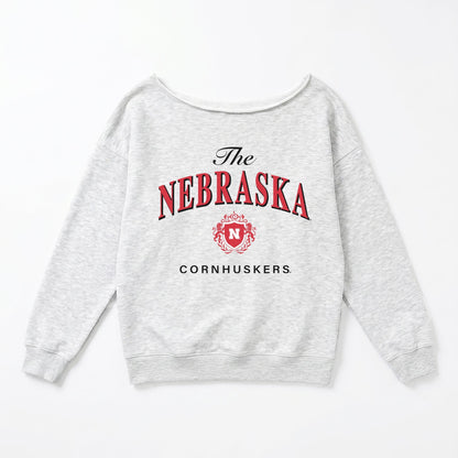 NEBRASKA CORNHUSKERS OFFSIDES ENERGY RELAXED OFF-SHOULDER TOP