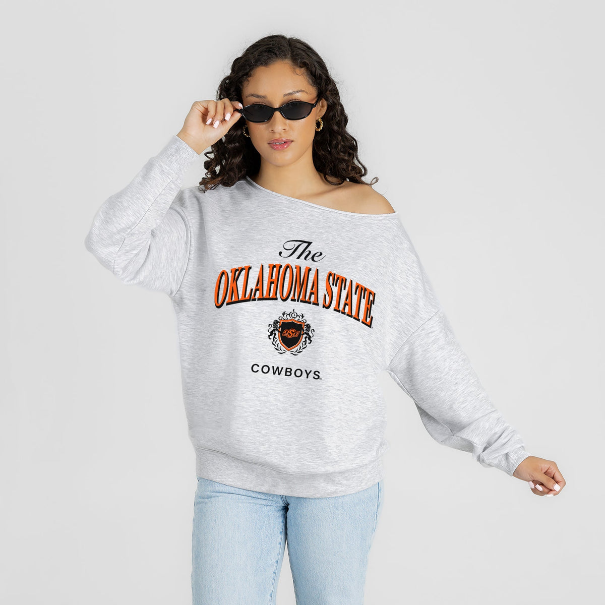 OKLAHOMA STATE COWBOYS OFFSIDES ENERGY RELAXED OFF-SHOULDER TOP